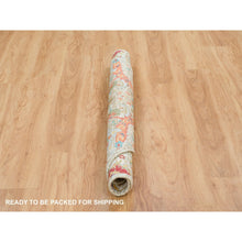 Load image into Gallery viewer, 5&#39;x5&#39; Tan,Sickle Leaf Design,Hand Knotted Silk With Textured Wool ,Round Oriental Rug FWR393294