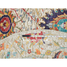 Load image into Gallery viewer, 5&#39;x5&#39; Tan,Sickle Leaf Design,Hand Knotted Silk With Textured Wool ,Round Oriental Rug FWR393294
