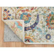Load image into Gallery viewer, 5&#39;2&quot;x7&#39;4&quot; Tan,Hand Knotted Sickle Leaf Design, Silk with Textured Wool Oriental Rug FWR393300