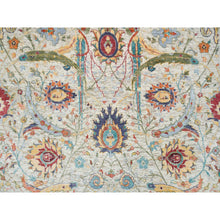 Load image into Gallery viewer, 5&#39;2&quot;x7&#39;4&quot; Tan,Hand Knotted Sickle Leaf Design, Silk with Textured Wool Oriental Rug FWR393300