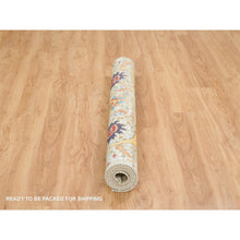 Load image into Gallery viewer, 5&#39;2&quot;x7&#39;4&quot; Tan,Hand Knotted Sickle Leaf Design, Silk with Textured Wool Oriental Rug FWR393300