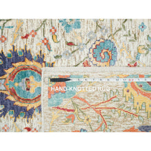Load image into Gallery viewer, 5&#39;2&quot;x7&#39;4&quot; Tan,Hand Knotted Sickle Leaf Design, Silk with Textured Wool Oriental Rug FWR393300