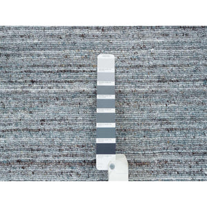 2'7"x14' Arsenic Gray, 100% Wool, Hand Loomed, Modern Striae Design, Tone on tone, Soft Pile, Runner Oriental Rug FWR393336