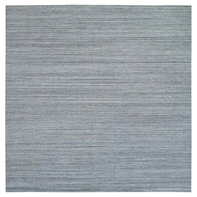 12'x12' Arsenic Gray, Hand Loomed, Modern Striae Design, Soft and Vibrant Pile, Tone on Tone, Pure Wool, Square Oriental Rug FWR393348