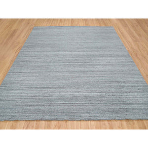 12'x12' Arsenic Gray, Hand Loomed, Modern Striae Design, Soft and Vibrant Pile, Tone on Tone, Pure Wool, Square Oriental Rug FWR393348