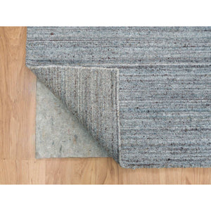 12'x12' Arsenic Gray, Hand Loomed, Modern Striae Design, Soft and Vibrant Pile, Tone on Tone, Pure Wool, Square Oriental Rug FWR393348
