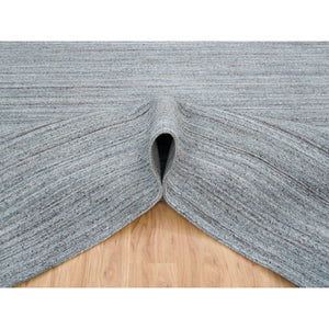 8'1"x10' Arsenic Gray, Natural Wool, Modern Striae Design, Soft and Vibrant Pile Hand Loomed, Oriental Rug FWR393360