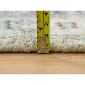 2'6"x9'10" Ivory Soft Tones, Extra Soft Wool, Hand Knotted Reimagined Persian Viss Design, Soft & Vibrant Pile, Runner, Oriental Rug FWR393438