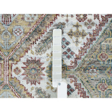 Load image into Gallery viewer, 6&#39;1&quot;x9&#39; Ivory, Shiraz Reimagined Unique Flower Rosettes Border Design, Thick and Plush Soft Pile, Natural Wool, Hand Knotted, Tone on Tone, Sustainable Oriental Rug FWR393462
