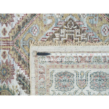 Load image into Gallery viewer, 6&#39;1&quot;x9&#39; Ivory, Shiraz Reimagined Unique Flower Rosettes Border Design, Thick and Plush Soft Pile, Natural Wool, Hand Knotted, Tone on Tone, Sustainable Oriental Rug FWR393462