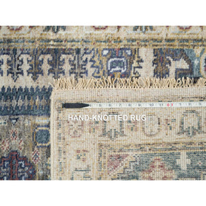3'x5' Ivory Soft Tones, Soft Pile, Thick and Plush, Hand Knotted ,Natural Wool, Reimagined Persian Viss Design, Oriental Rug FWR393600