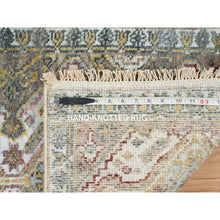 Load image into Gallery viewer, 1&#39;10&quot;x3&#39; Ivory, Pure Wool Hand Knotted, Shiraz Reimagined, Thick and Lush Soft Pile, Unique Flower Rosettes Border Design, Sustainable Oriental Rug FWR393642