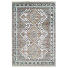 Load image into Gallery viewer, 12&#39;x17&#39;10&quot; Ivory, Organic Wool Hand Knotted, Shiraz Reimagined, Soft and Vibrant Pile, Unique Flower Rosettes Border Design, Oversize Sustainable Oriental Rug FWR393726