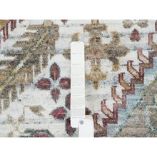Load image into Gallery viewer, 12&#39;x17&#39;10&quot; Ivory, Organic Wool Hand Knotted, Shiraz Reimagined, Soft and Vibrant Pile, Unique Flower Rosettes Border Design, Oversize Sustainable Oriental Rug FWR393726