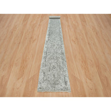 Load image into Gallery viewer, 2&#39;5&quot;x22&#39; Gray, Broken Persian Design, Hand Knotted, Wool and Pure Silk, Dense weave, Tone on Tone, XL Runner, Oriental Rug FWR393768