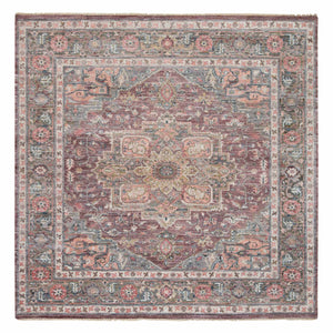 10'x9'10" Light Burgundy, Tone on Tone, Extra Soft Wool, Heriz Revival, Soft Pile, Hand Knotted, Square Oriental Rug FWR393774
