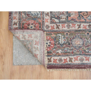 10'x9'10" Light Burgundy, Tone on Tone, Extra Soft Wool, Heriz Revival, Soft Pile, Hand Knotted, Square Oriental Rug FWR393774