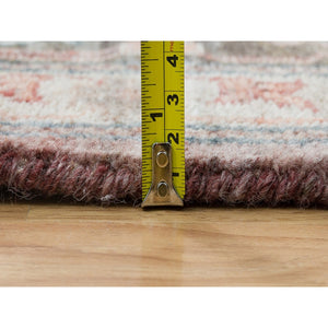 10'x9'10" Light Burgundy, Tone on Tone, Extra Soft Wool, Heriz Revival, Soft Pile, Hand Knotted, Square Oriental Rug FWR393774