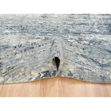Load image into Gallery viewer, 11&#39;6&quot;x11&#39;6&quot; Blue and Gray, Natural Dyes, Tone on Tone, Modern Abstract with Mosaic Design, Wool and Silk Hand Knotted, Dense Weave, Round Oriental Rug FWR393810