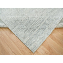 Load image into Gallery viewer, 6&#39;x9&#39;3&quot; Ivory and Light Grey, Modern Pattern, Hand Spun Undyed Natural Wool, Hand Knotted, Oriental Rug FWR393852