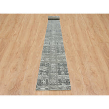 Load image into Gallery viewer, 2&#39;7&quot;x27&#39;10&quot; Dark Grey, Modern Design, Hand Spun Undyed Natural Wool, Hand Knotted, XL Runner Oriental Rug FWR393888