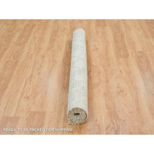 Load image into Gallery viewer, 6&#39;1&quot;x6&#39;1&quot; Ivory and Light Grey, Hand Knotted, Hand Spun Undyed Natural Wool, Modern Design, Square Oriental Rug FWR393948