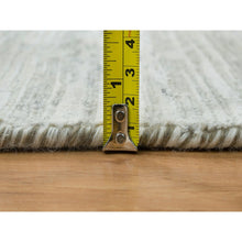 Load image into Gallery viewer, 6&#39;1&quot;x6&#39;1&quot; Ivory and Light Grey, Hand Knotted, Hand Spun Undyed Natural Wool, Modern Design, Square Oriental Rug FWR393948
