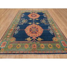 Load image into Gallery viewer, 10&#39;1&quot;x14&#39;1&quot; Navy Blue, 100% Wool, Colorful Samarkand Design, Plush and Lush, Hand Knotted, Oriental Rug FWR393966