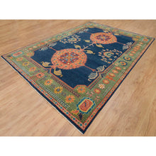 Load image into Gallery viewer, 10&#39;1&quot;x14&#39;1&quot; Navy Blue, 100% Wool, Colorful Samarkand Design, Plush and Lush, Hand Knotted, Oriental Rug FWR393966