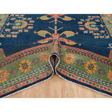 Load image into Gallery viewer, 10&#39;1&quot;x14&#39;1&quot; Navy Blue, 100% Wool, Colorful Samarkand Design, Plush and Lush, Hand Knotted, Oriental Rug FWR393966
