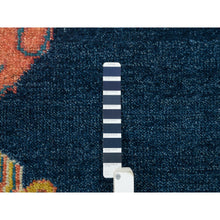 Load image into Gallery viewer, 10&#39;1&quot;x14&#39;1&quot; Navy Blue, 100% Wool, Colorful Samarkand Design, Plush and Lush, Hand Knotted, Oriental Rug FWR393966