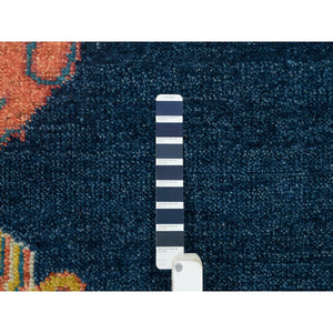 10'1"x14'1" Navy Blue, 100% Wool, Colorful Samarkand Design, Plush and Lush, Hand Knotted, Oriental Rug FWR393966