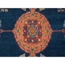 Load image into Gallery viewer, 10&#39;1&quot;x14&#39;1&quot; Navy Blue, 100% Wool, Colorful Samarkand Design, Plush and Lush, Hand Knotted, Oriental Rug FWR393966