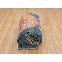 Load image into Gallery viewer, 10&#39;1&quot;x14&#39;1&quot; Navy Blue, 100% Wool, Colorful Samarkand Design, Plush and Lush, Hand Knotted, Oriental Rug FWR393966