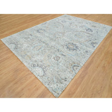 Load image into Gallery viewer, 10&#39;x14&#39;3&quot; Ivory, Soft and Lush, Sickle Leaf Design Silk With Textured Wool, Dense Weave, Hand Knotted, Oriental Rug FWR394032