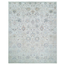 Load image into Gallery viewer, 12&#39;x15&#39;5&quot; Ivory, Tabriz Vase With Pomegranate Design, Silk With Textured Wool, Dense Weave, Soft and Vibrant Pile, Hand Knotted, Oriental Rug FWR394098