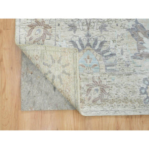 12'x15'5" Ivory, Tabriz Vase With Pomegranate Design, Silk With Textured Wool, Dense Weave, Soft and Vibrant Pile, Hand Knotted, Oriental Rug FWR394098