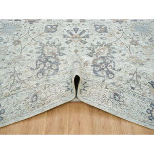 12'x15'5" Ivory, Tabriz Vase With Pomegranate Design, Silk With Textured Wool, Dense Weave, Soft and Vibrant Pile, Hand Knotted, Oriental Rug FWR394098
