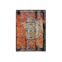 Load image into Gallery viewer, 2&#39;2&quot;x3&#39;2&quot; Rust Red &amp; Black, Ghazni Wool, Soft and Vibrant pile, Hand Knotted, Natural Dyes, Ancient Ottoman Erased Design, Oriental Rug FWR394188