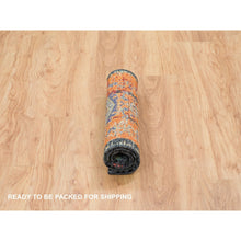 Load image into Gallery viewer, 2&#39;2&quot;x3&#39;2&quot; Rust Red &amp; Black, Ghazni Wool, Soft and Vibrant pile, Hand Knotted, Natural Dyes, Ancient Ottoman Erased Design, Oriental Rug FWR394188