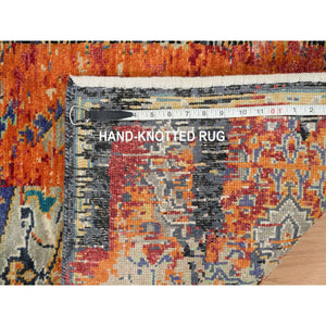 2'2"x3'2" Rust Red & Black, Ghazni Wool, Soft and Vibrant pile, Hand Knotted, Natural Dyes, Ancient Ottoman Erased Design, Oriental Rug FWR394188