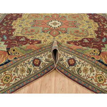 Load image into Gallery viewer, 12&#39;x15&#39;3&quot; Terracotta Red, Antiqued Fine Heriz Re-Creation, Densely Woven, Natural Dyes, Organic Wool, Hand Knotted, Oversize Oriental Rug FWR394242