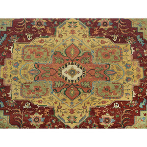 12'x15'3" Terracotta Red, Antiqued Fine Heriz Re-Creation, Densely Woven, Natural Dyes, Organic Wool, Hand Knotted, Oversize Oriental Rug FWR394242