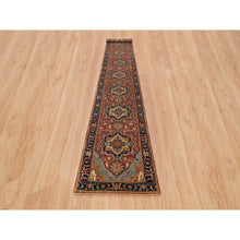 Load image into Gallery viewer, 2&#39;6&quot;x18&#39; Terracotta Red, Extra Soft Wool, Hand Knotted, Antiqued Fine Heriz Re-Creation, Densely Weave, Vegetable Dyes, XL Runner Oriental Rug FWR394272