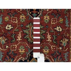 2'6"x18' Terracotta Red, Extra Soft Wool, Hand Knotted, Antiqued Fine Heriz Re-Creation, Densely Weave, Vegetable Dyes, XL Runner Oriental Rug FWR394272