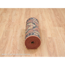 Load image into Gallery viewer, 2&#39;6&quot;x18&#39; Terracotta Red, Extra Soft Wool, Hand Knotted, Antiqued Fine Heriz Re-Creation, Densely Weave, Vegetable Dyes, XL Runner Oriental Rug FWR394272