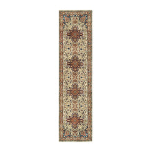 Load image into Gallery viewer, 2&#39;7&quot;x10&#39;3&quot; Beige, Antiqued Heriz Re-Creation with Geometric Medallions, Extra Soft Wool, Hand Knotted, Runner Oriental Rug FWR394278
