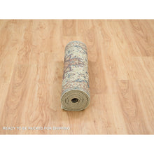 Load image into Gallery viewer, 2&#39;7&quot;x10&#39;3&quot; Beige, Antiqued Heriz Re-Creation with Geometric Medallions, Extra Soft Wool, Hand Knotted, Runner Oriental Rug FWR394278