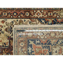 Load image into Gallery viewer, 2&#39;7&quot;x10&#39;3&quot; Beige, Antiqued Heriz Re-Creation with Geometric Medallions, Extra Soft Wool, Hand Knotted, Runner Oriental Rug FWR394278