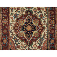 Load image into Gallery viewer, 2&#39;6&quot;x18&#39; Ivory, Dense Weave, Plush and Lush, Natural Wool, Antiqued Fine Heriz Re-Creation, Hand Knotted, XL Runner Oriental Rug FWR394284